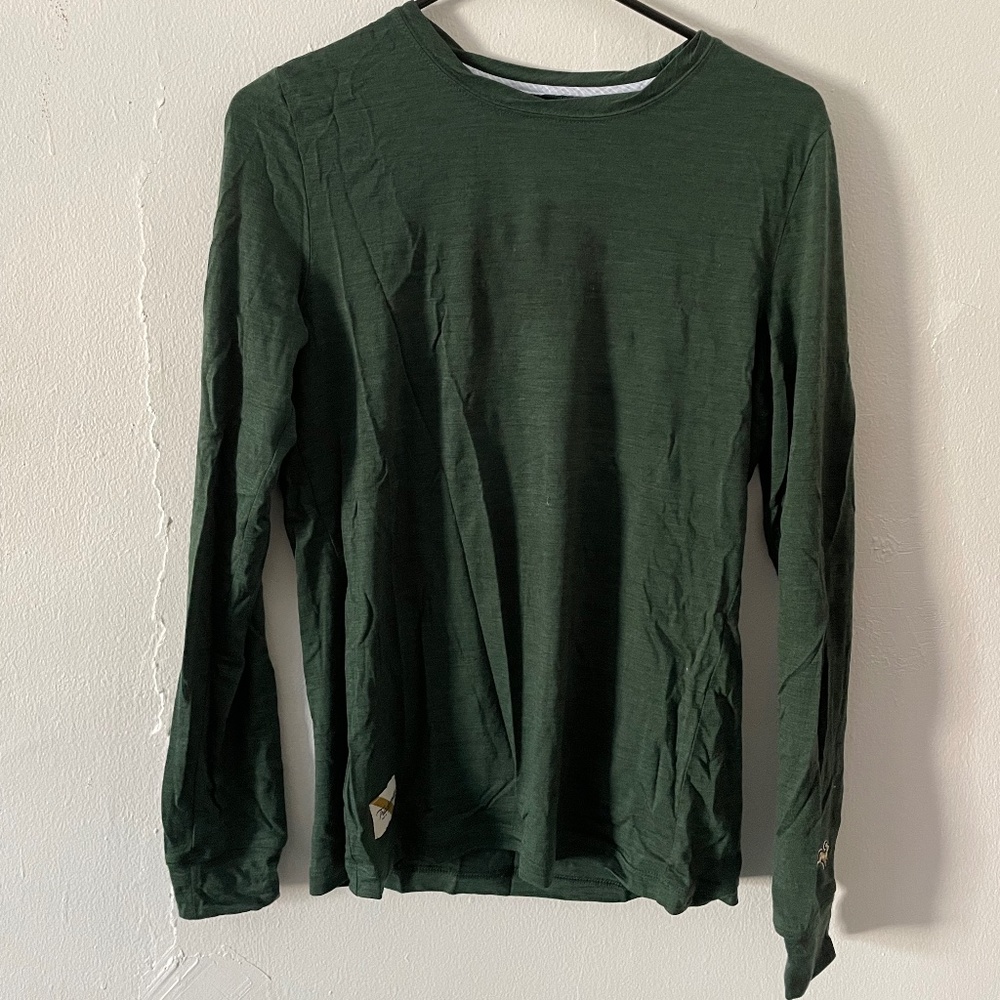 Tracksmith Harrier Merino running top, Womens M, Forest Green